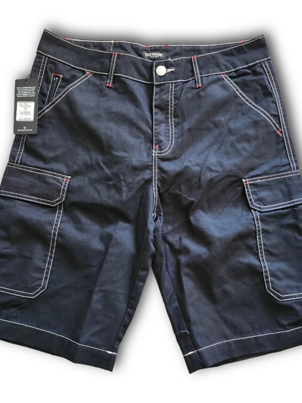 True Religion Jet Black Cargo Shorts Size 34